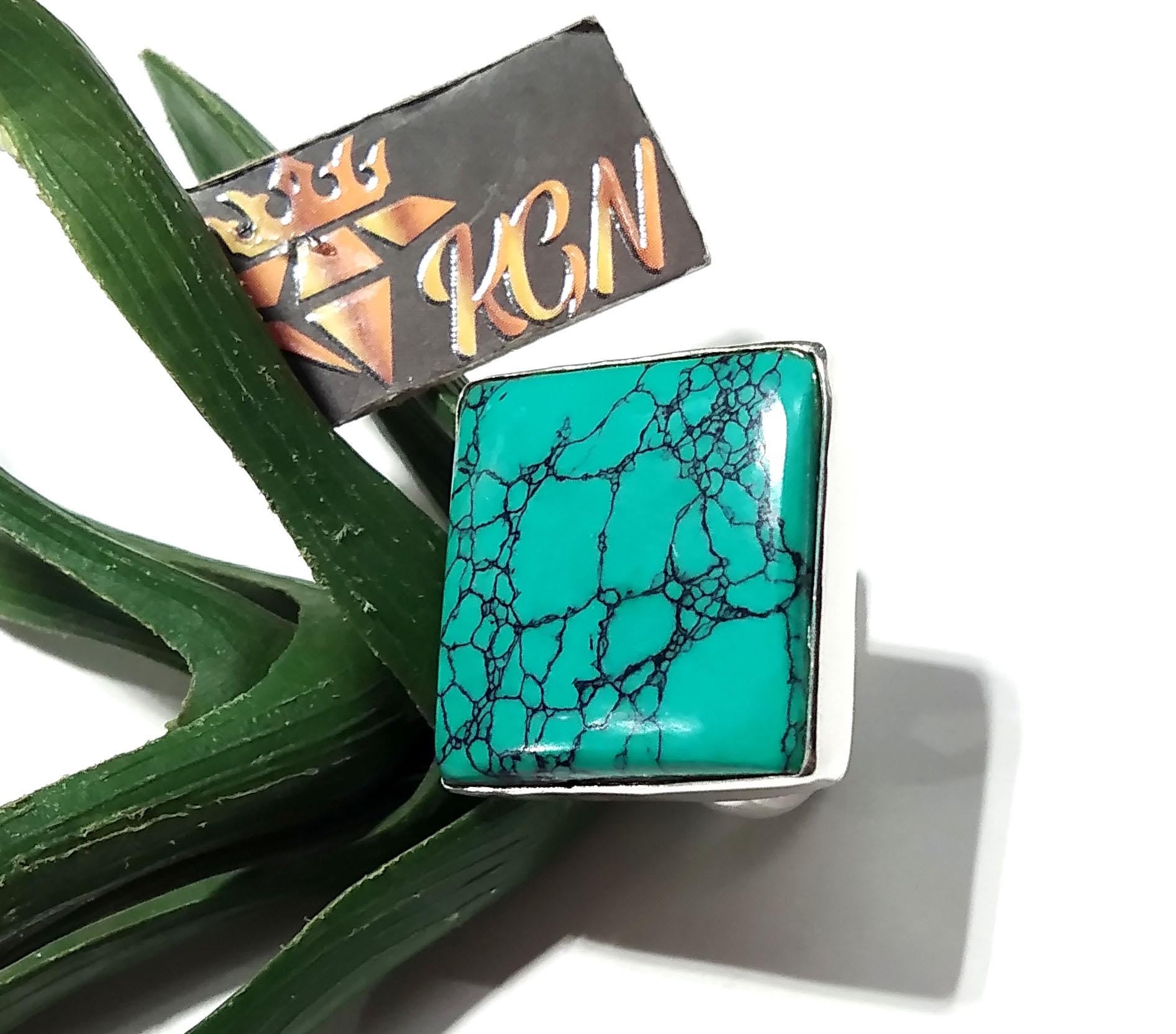 Turquoise Gemstone Rings, Solid 925 Sterling Silver Ring, Natural Turquoise Cabochon Stone Ring, Handmade Sterling Silver Statement Ring